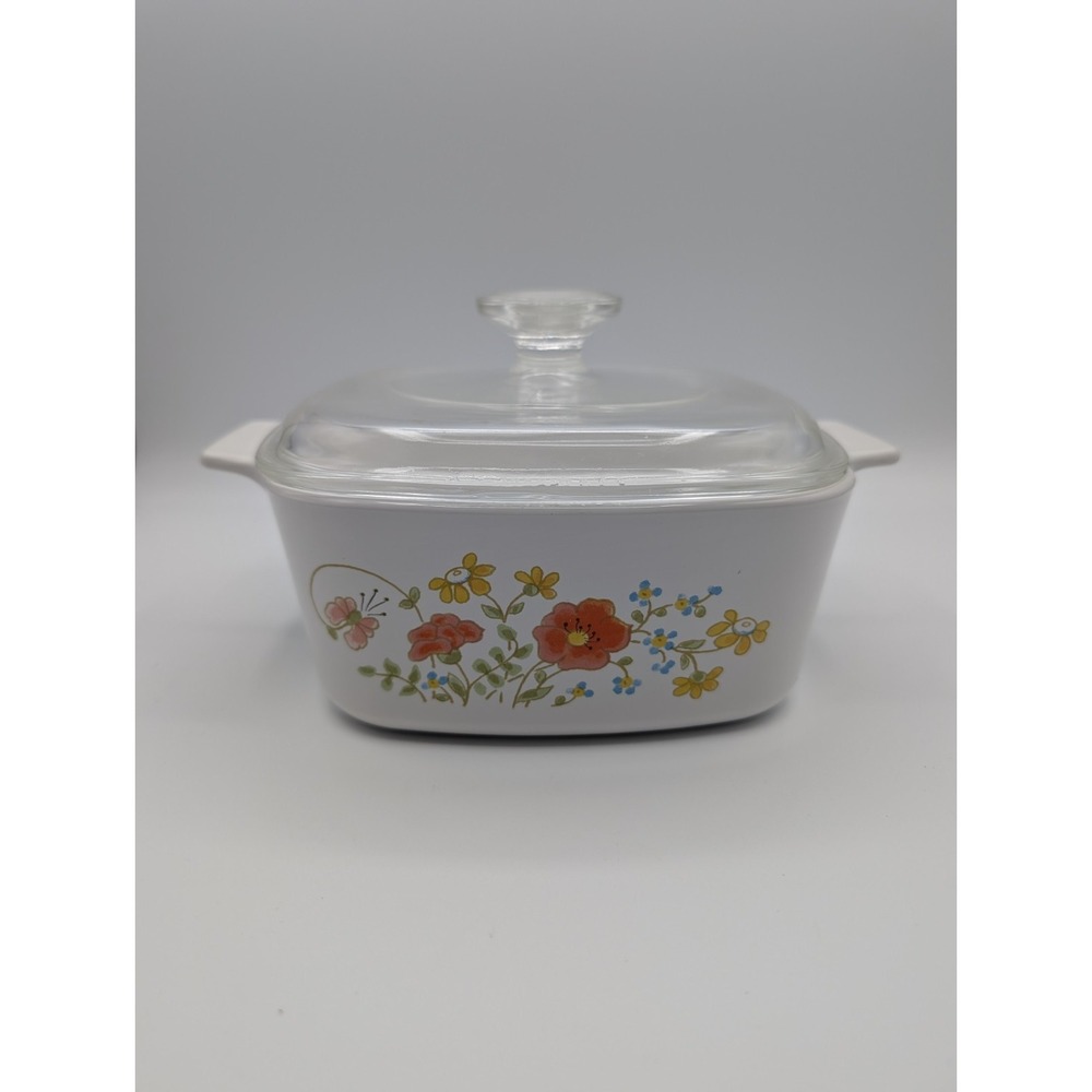 Vntg Corning Ware A 1-1/2 B  Wildflower Pattern  1.5 Qt Casserole Dish W/Lid